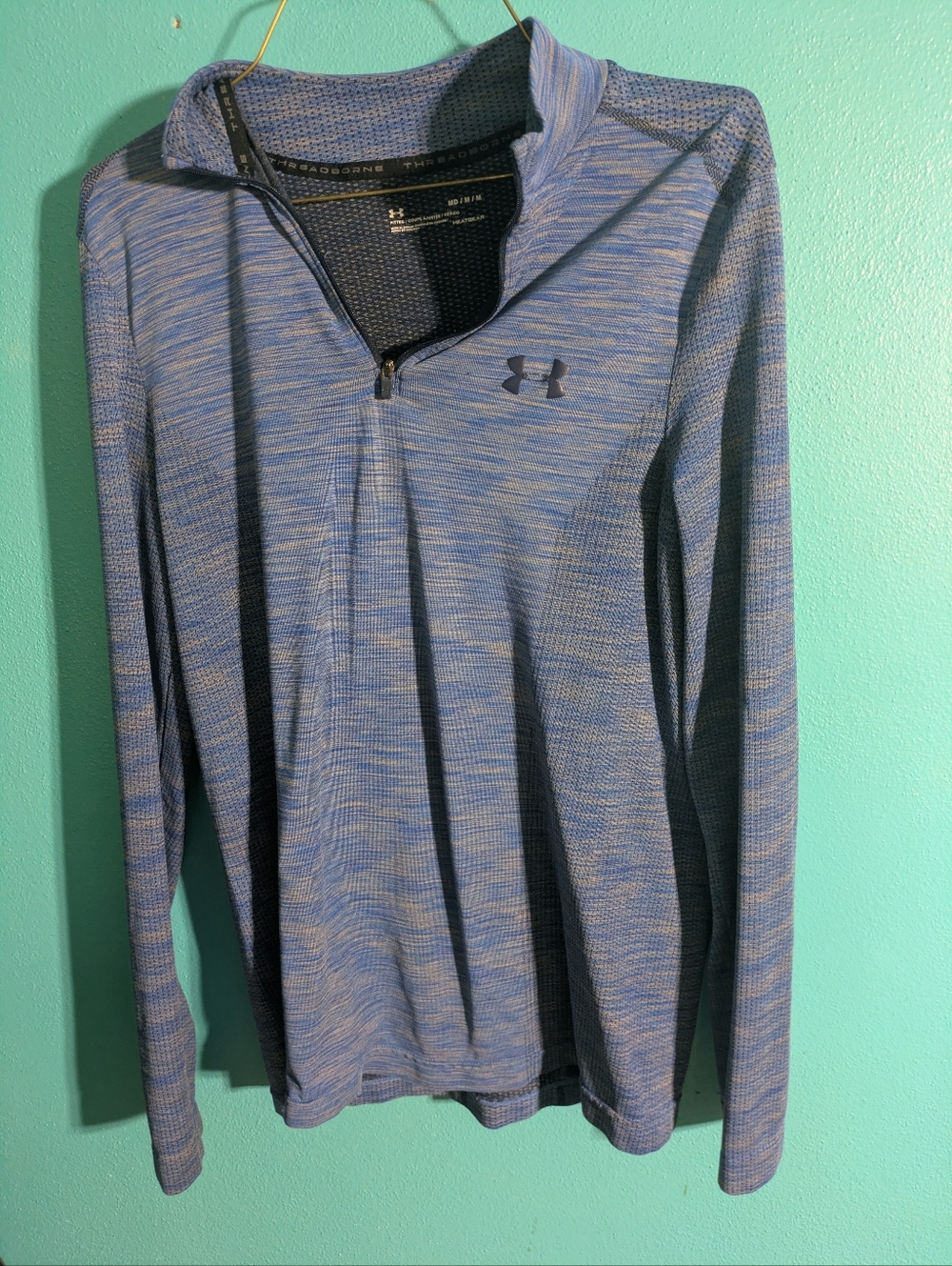 Under Armour‎ Heathered Blue Quarter-Zip Performance Top Workout Gym